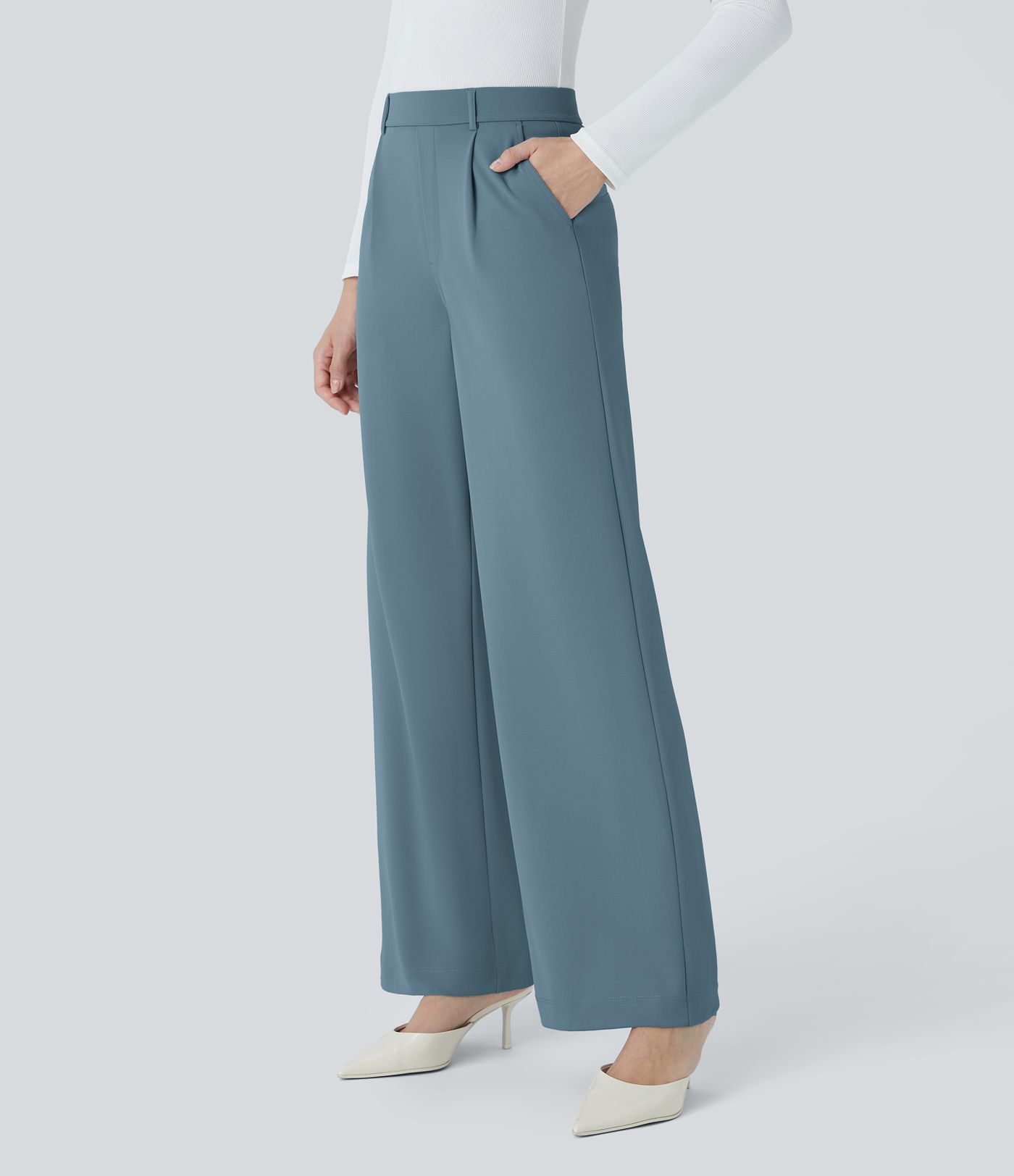Halara Flex™ High Waisted Pocket Straight Leg Crepe Work Trousers
