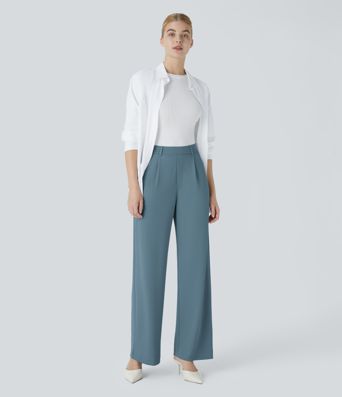 Halara Flex™ High Waisted Pocket Straight Leg Crepe Work Trousers