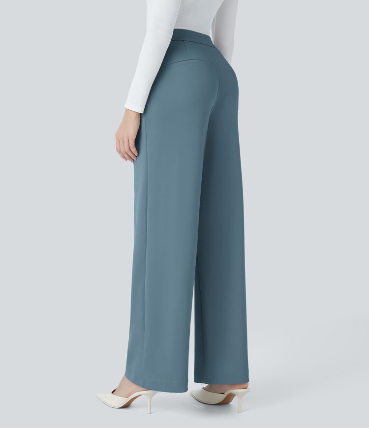 Halara Flex™ High Waisted Pocket Straight Leg Crepe Work Trousers