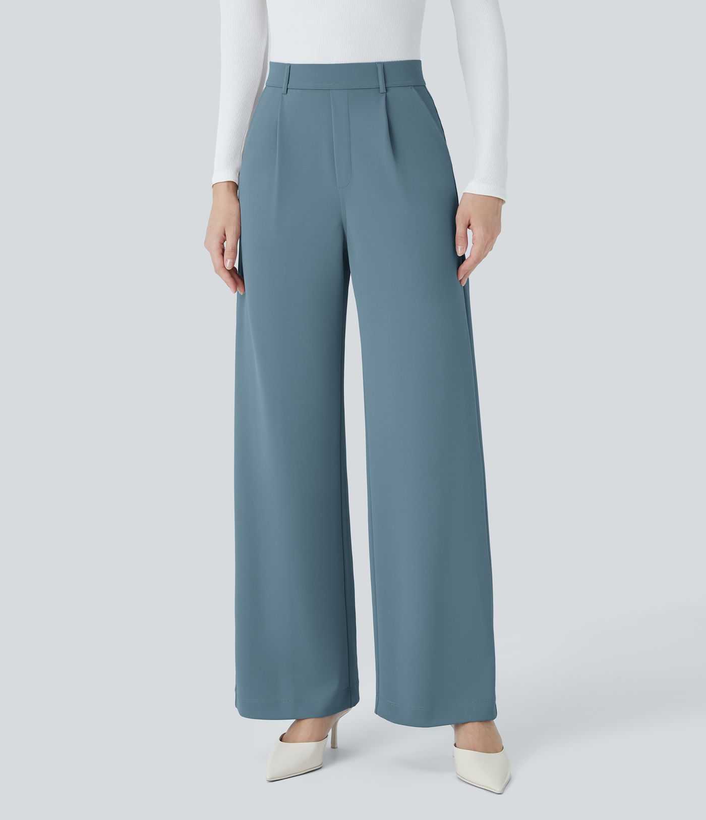 Halara Flex™ High Waisted Pocket Straight Leg Crepe Work Trousers