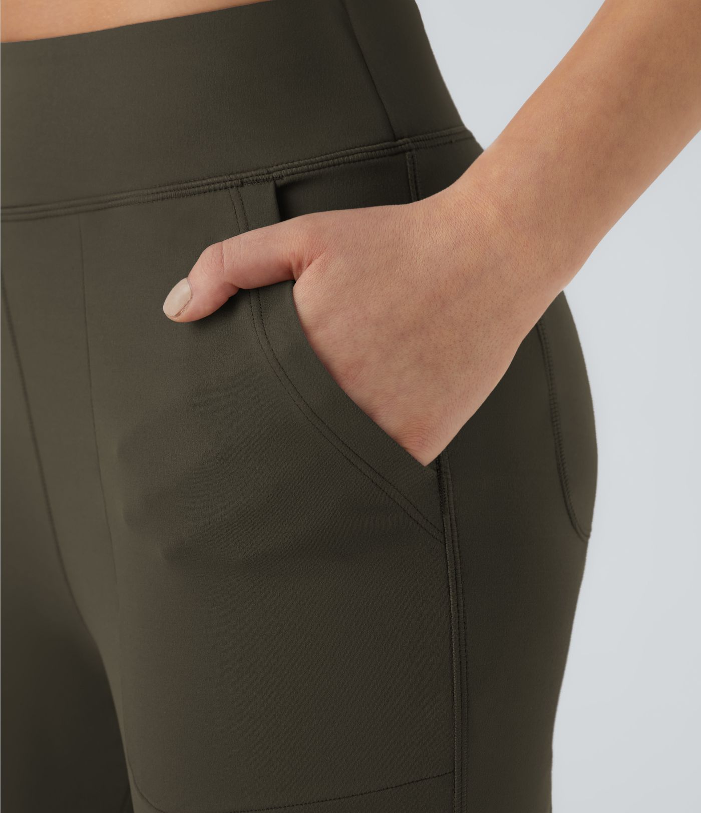 High Waisted Pocket Plain Flare Leggings