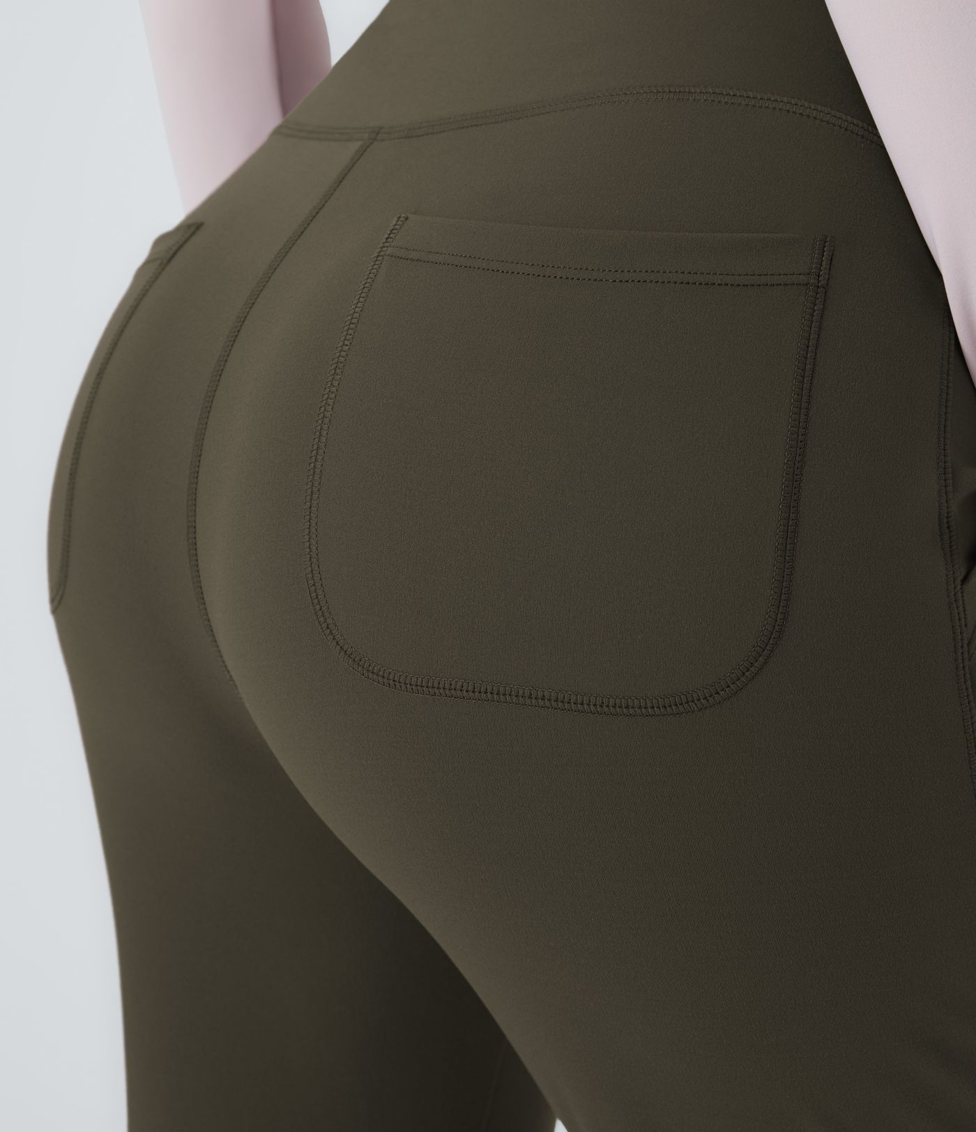 High Waisted Pocket Plain Flare Leggings