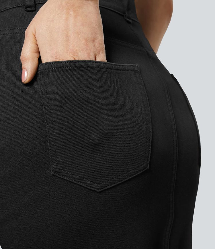 Halara Flex™ High Waisted Pockets Bodycon Denim Casual Midi Skirt