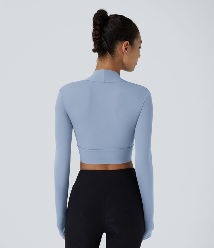 Softlyzero™ Plush Long Sleeve Thumb Hole 2-in-1 Cropped Yoga Sports Top