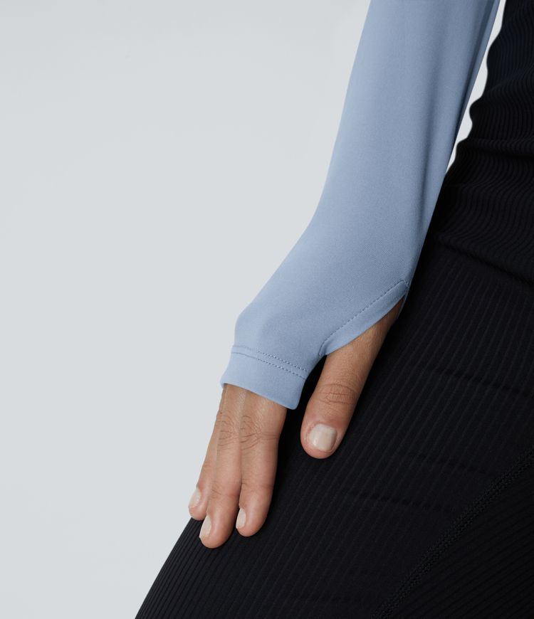 SoftlyZero™ Plush Long Sleeve Thumb Hole 2-in-1 Cropped Yoga Sports Top