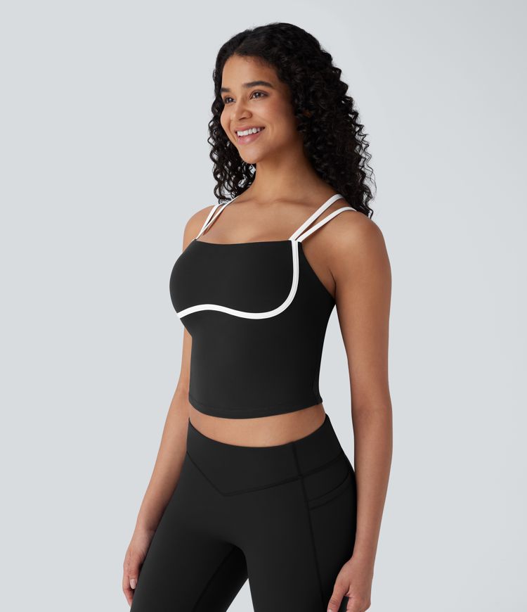 Softlyzero™ QuickDry Crisscross Backless Colour Block Skinny Cropped Yoga Cami Top