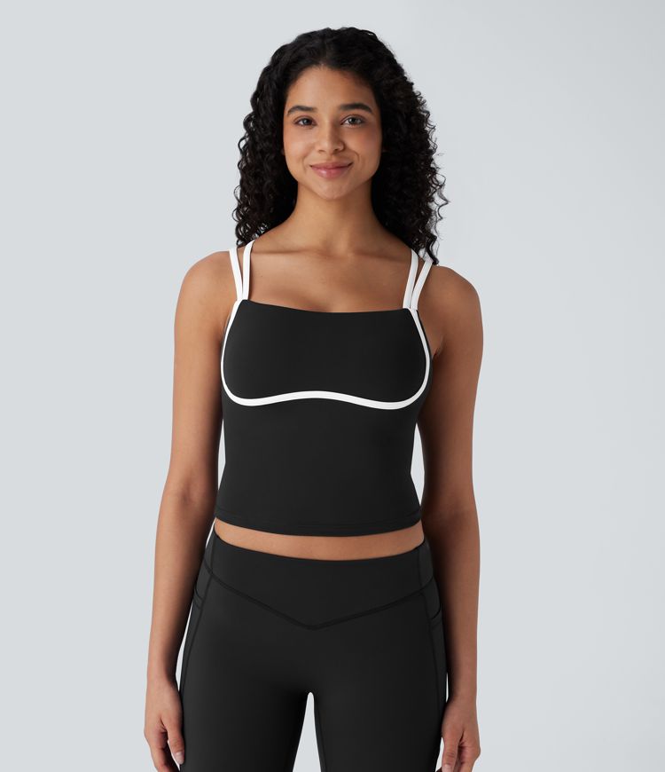 Softlyzero™ QuickDry Crisscross Backless Colour Block Skinny Cropped Yoga Cami Top