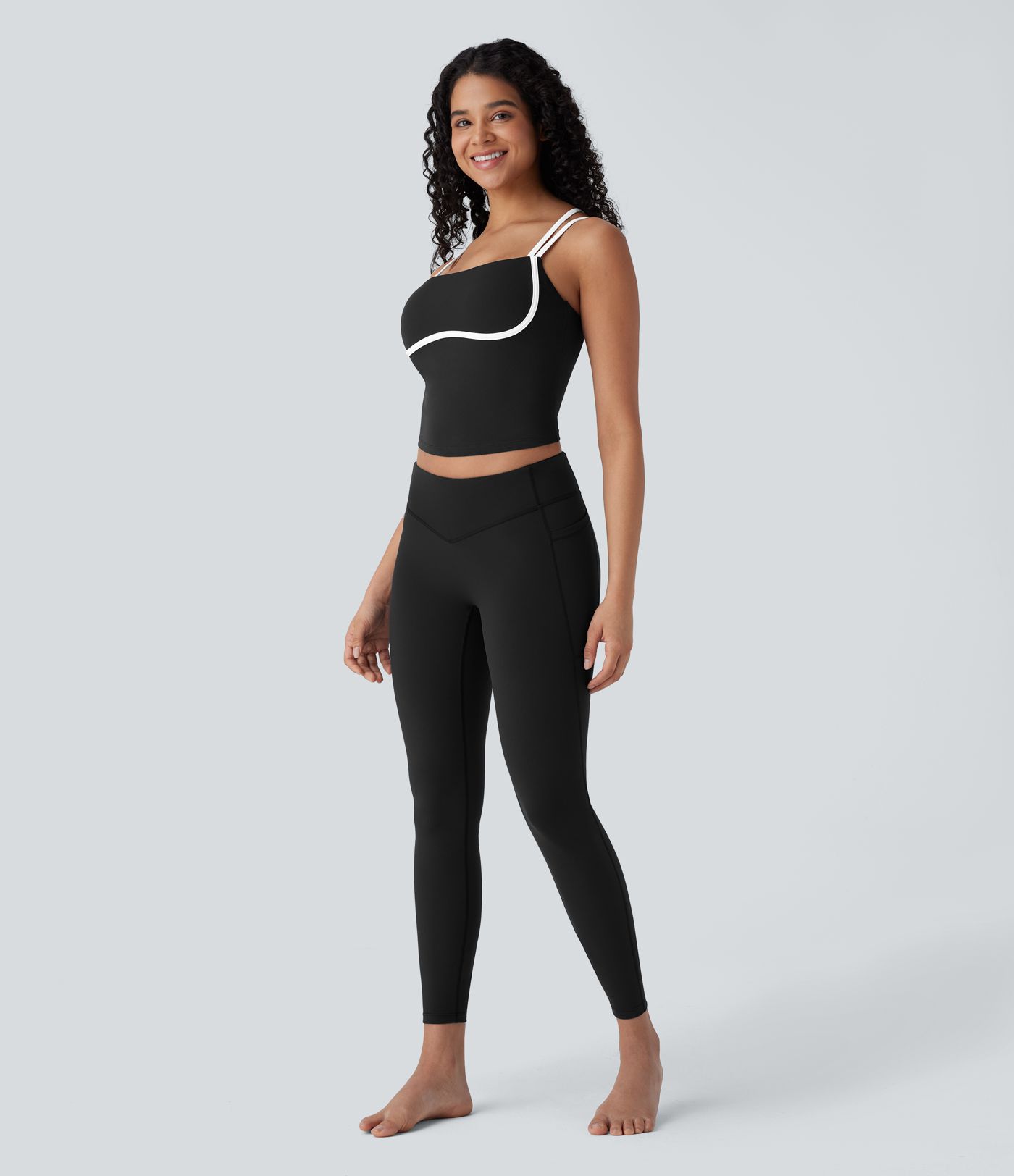 Softlyzero™ QuickDry Crisscross Backless Colour Block Skinny Cropped Yoga Cami Top
