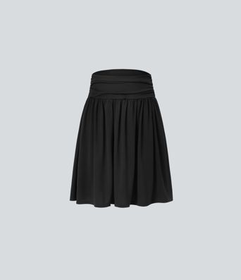 High Waisted Ruched Pocket Flowy Skirt