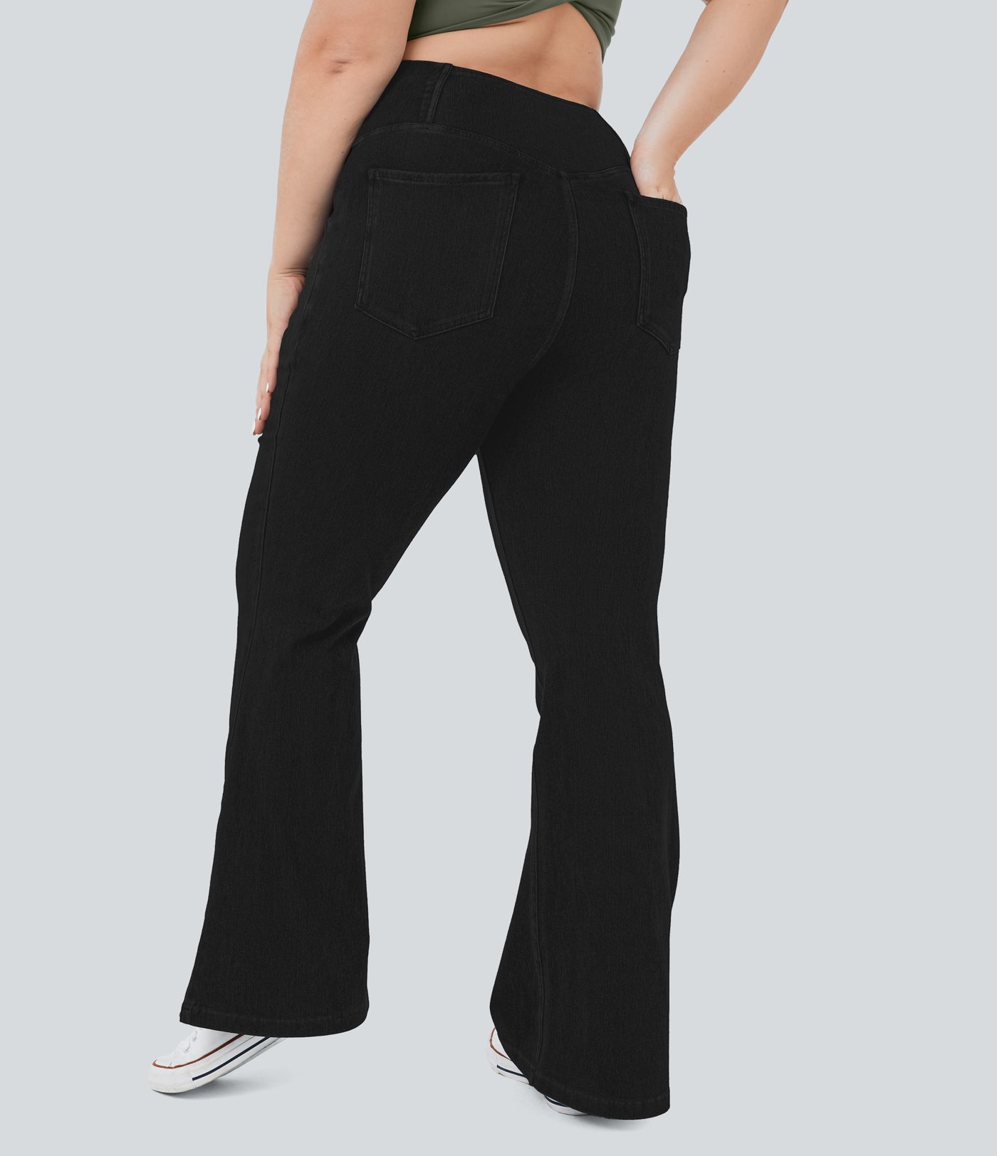 Halara Flex™ High Waisted Crossover Pocket Cool Touch Breathable Washed Plus Size Casual Jeans