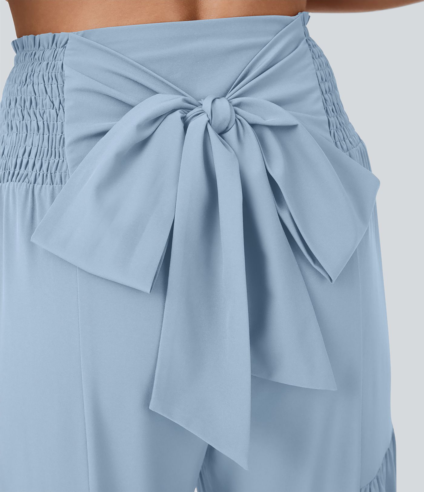 Breezeful™ Vysoké Nohavice so Záhybmi, Viazaním Vpredu a Vzadu, Voľné, Rýchloschnúce Casual Nohavice