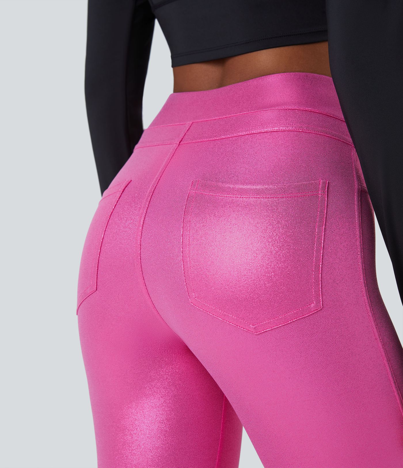 SoftlyZero™ Faux Leather High Waisted Pocket Work Leggings