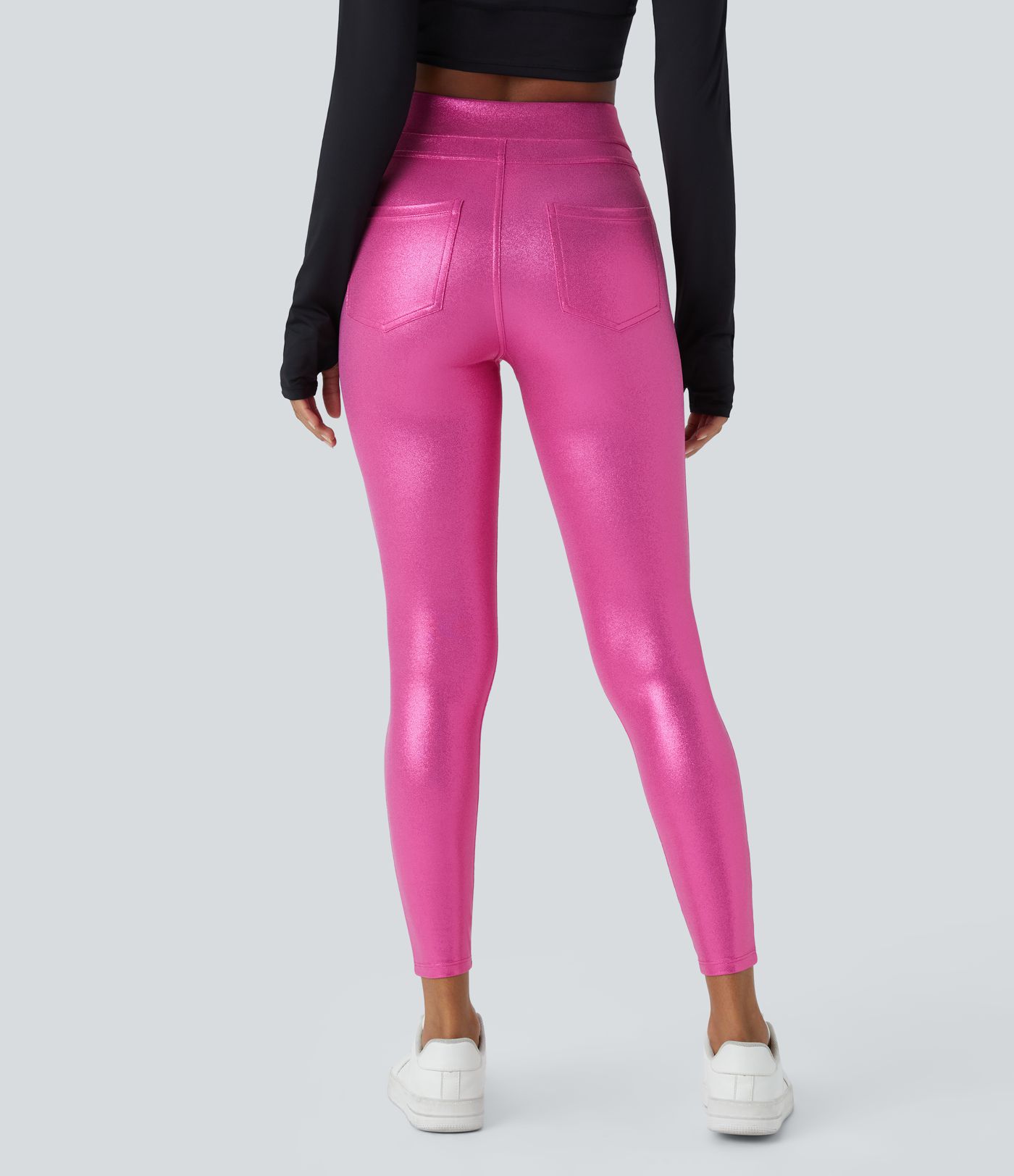 SoftlyZero™ Faux Leather High Waisted Pocket Work Leggings