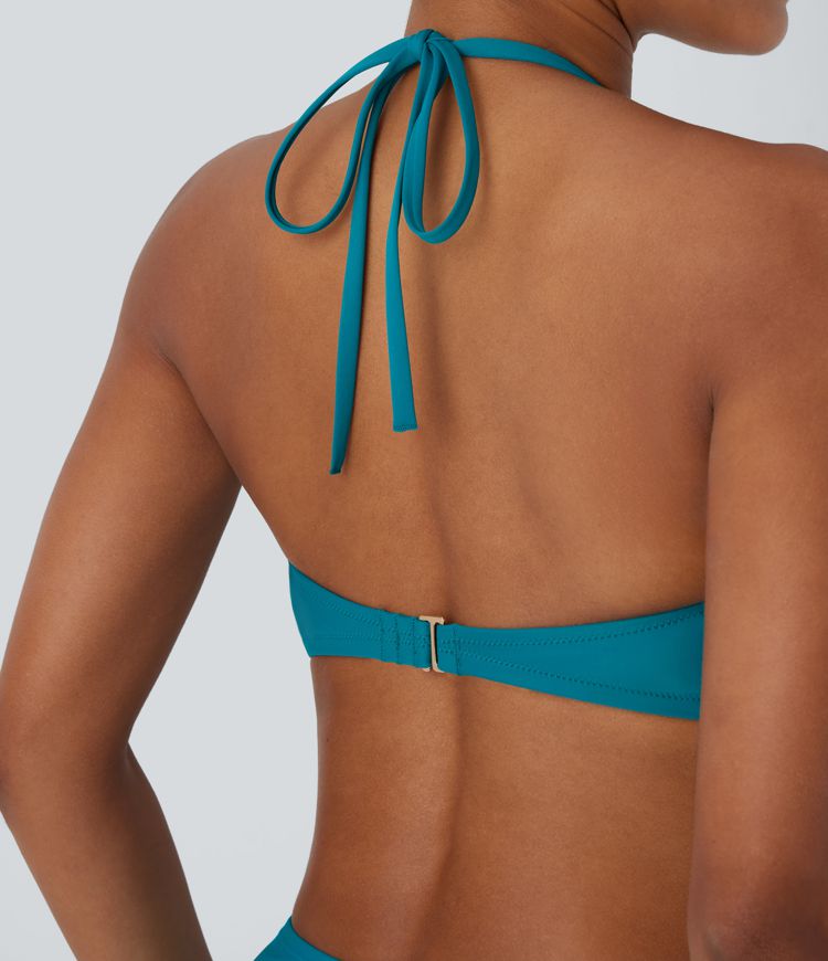 Halter Adjustable & Removable Strap Bikini Top Swimsuit