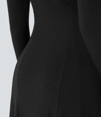 Henley Long Sleeve Flare Maxi Casual Dress