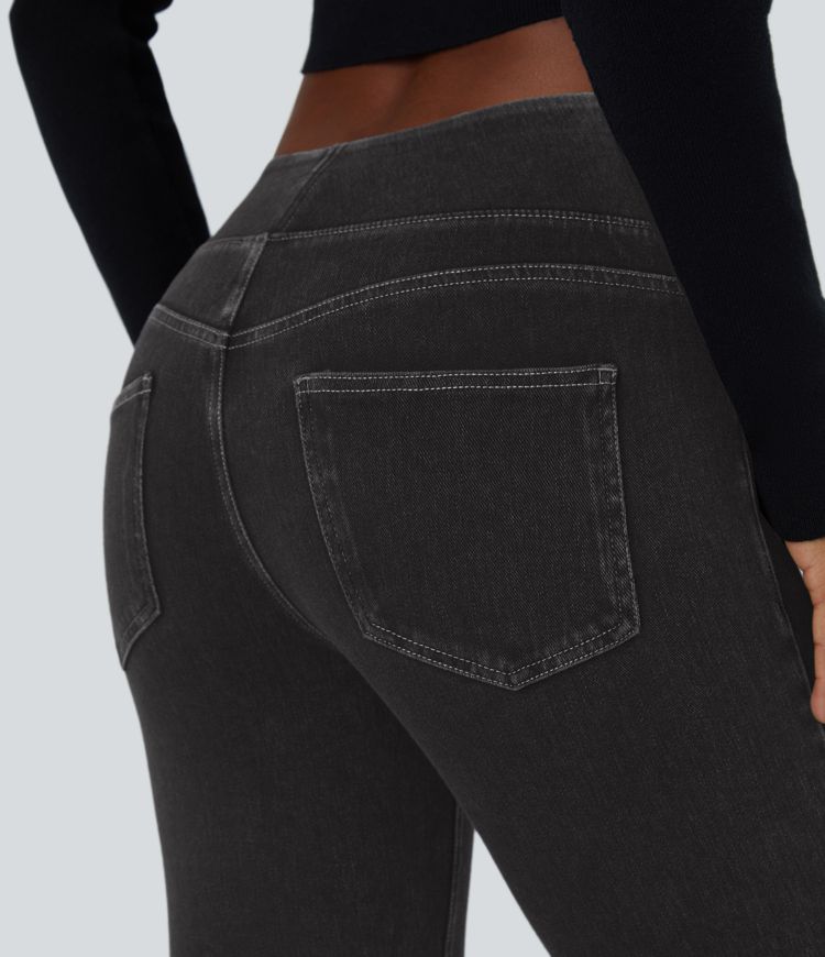 Halara Flex™ Low Rise Back Pockets Stretchy Knit Casual Bootcut Jeans