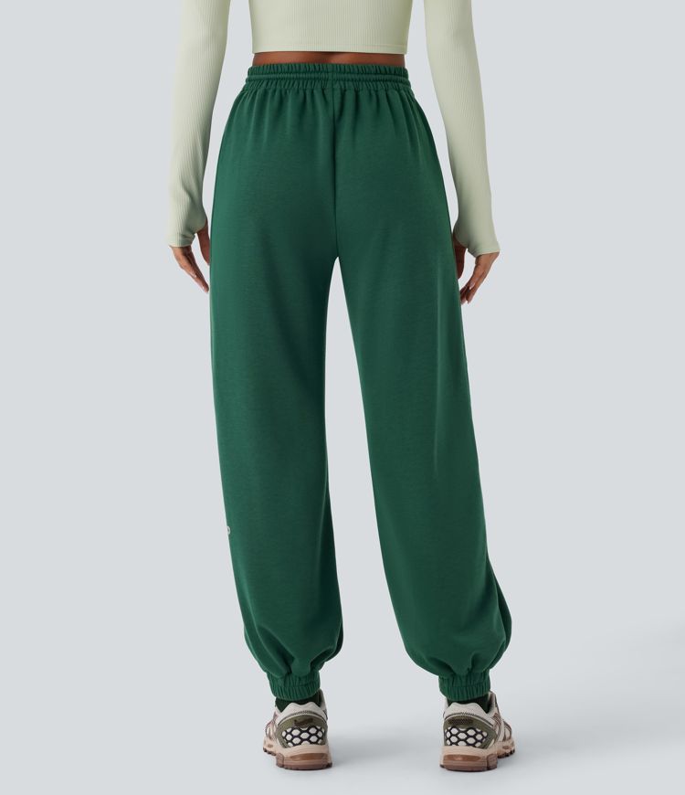 High Waisted Drawstring Side Pocket Running Joggers
