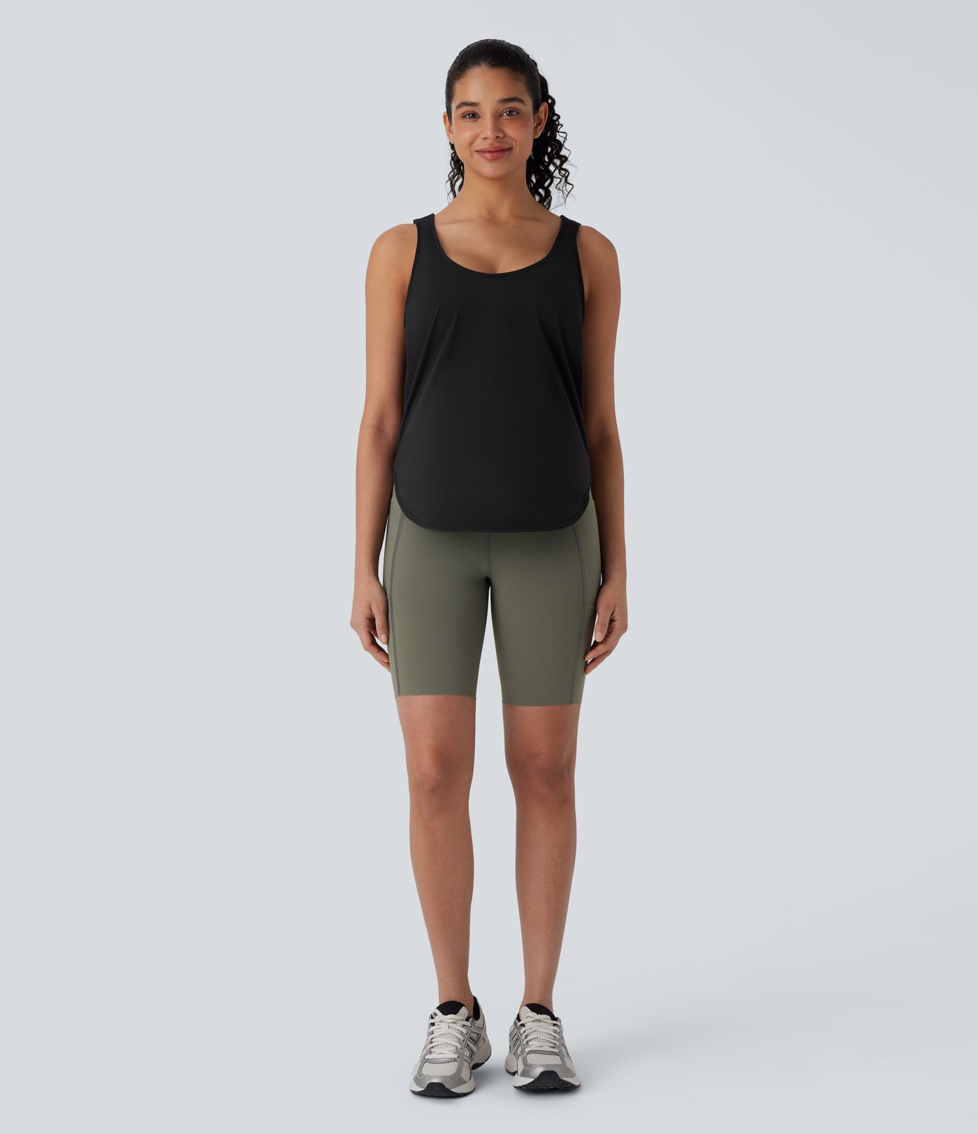 Contrast Mesh Curved Hem Cool Touch Quick Dry Running Tank Top