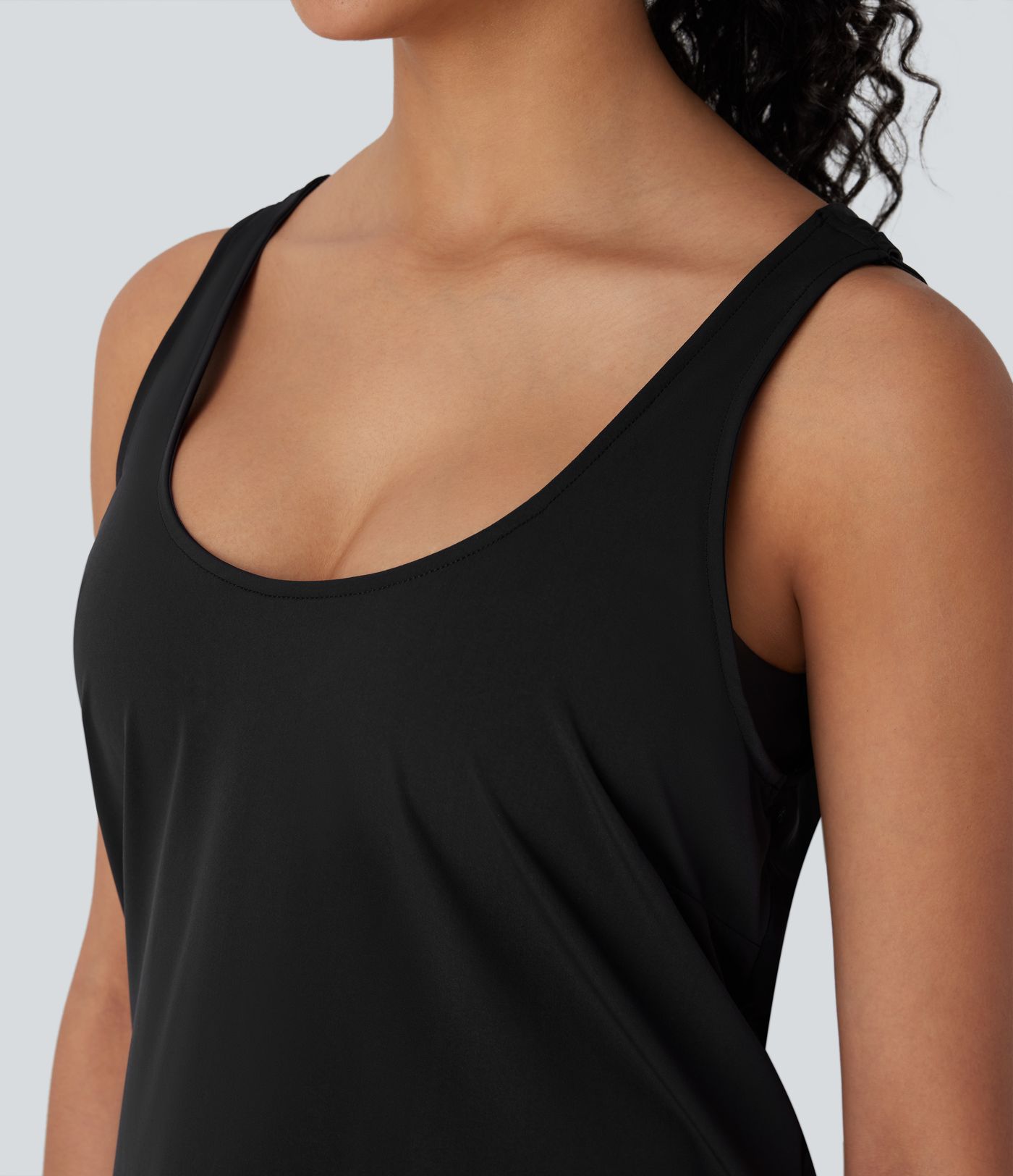 Contrast Mesh Curved Hem Cool Touch Quick Dry Running Tank Top