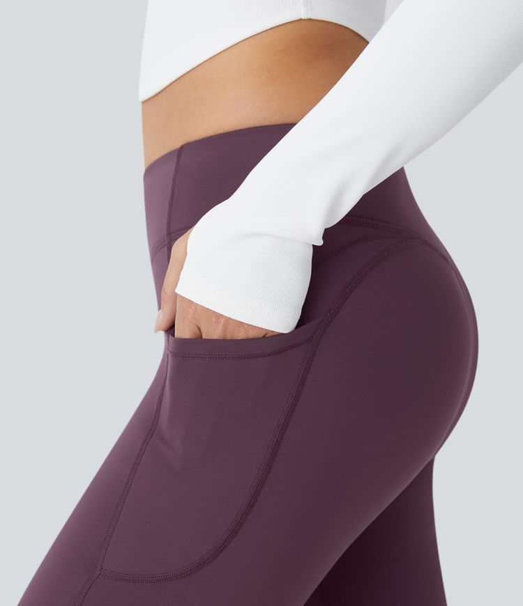 Pantalón Softlyzero™ Plush térmica acampanado yoga bolsillo lateral tiro alto V