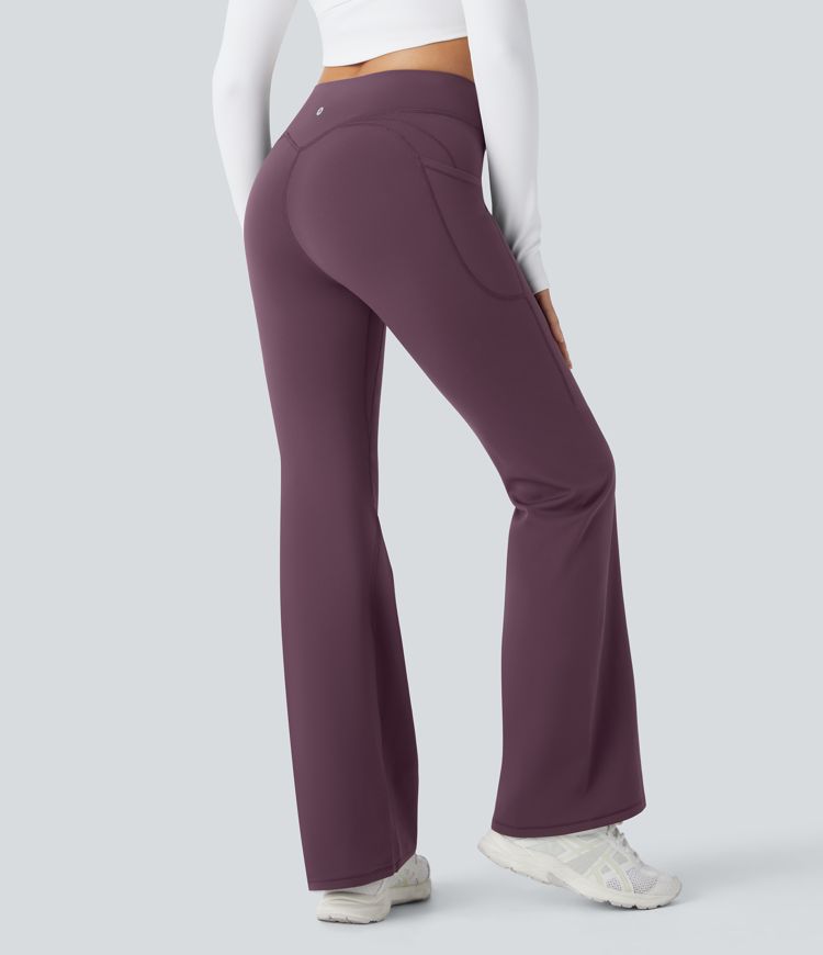 Pantalón Softlyzero™ Plush térmica acampanado yoga bolsillo lateral tiro alto V