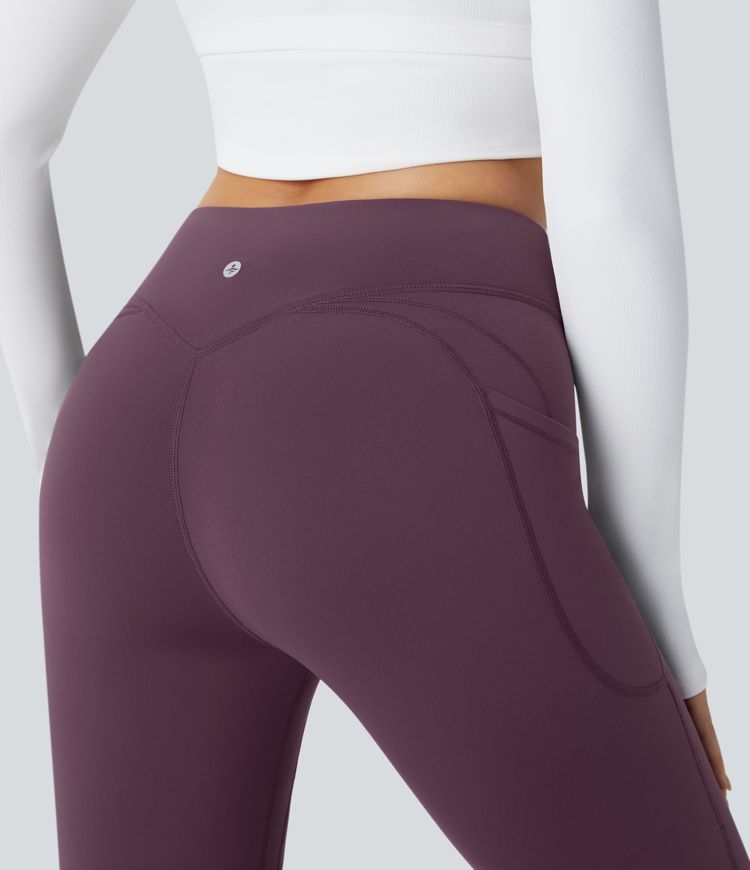 Pantalón Softlyzero™ Plush térmica acampanado yoga bolsillo lateral tiro alto V
