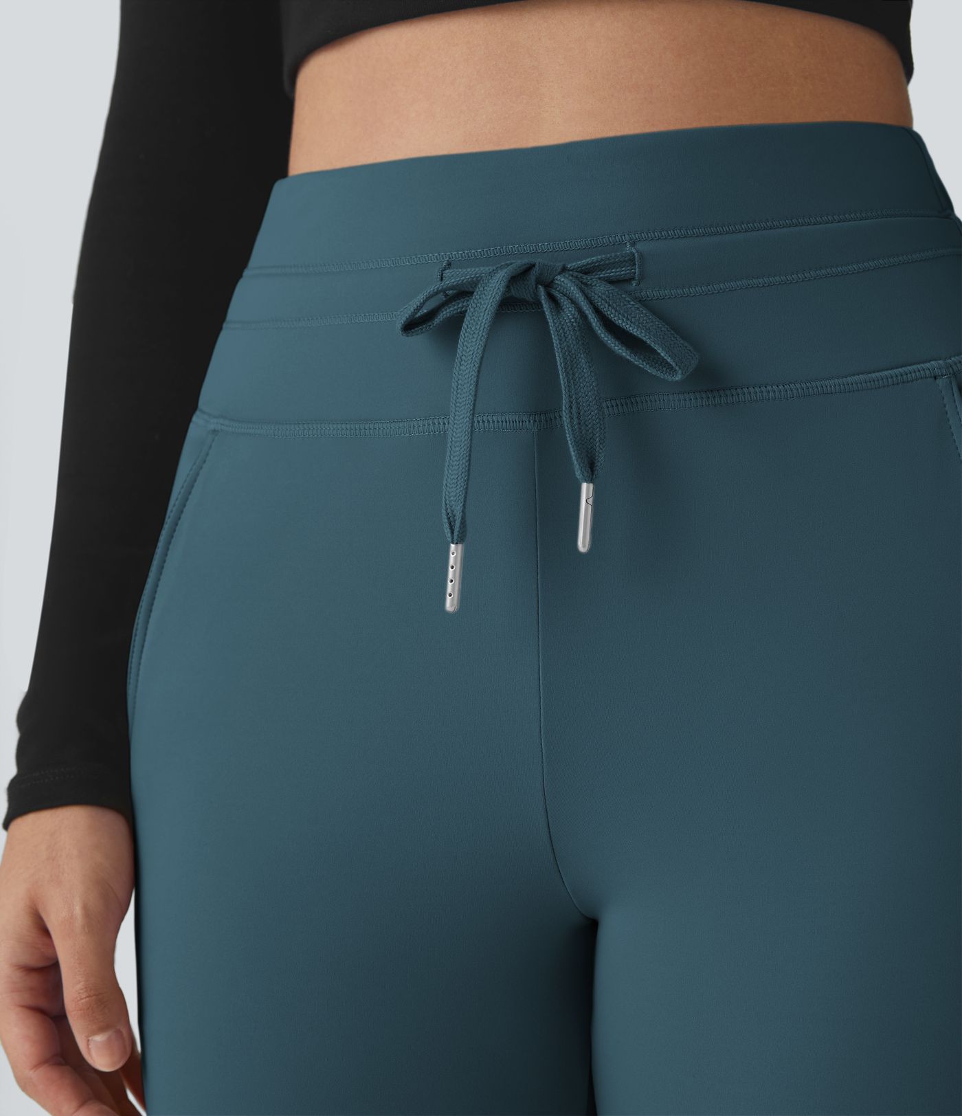 SoftlyZero™ Plush High Waisted Drawstring Pocket Plain Full Length Joggers