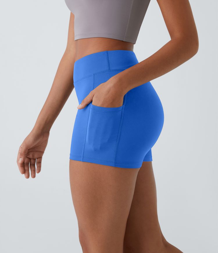 Softlyzero™ Airy  Einfarbige Cool-Touch-Yoga-Shorts mit hoher Taille und Seitentasche 8,9 cm