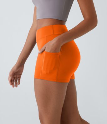 SoftlyZero™ Airy High Waisted Pocket Plain Cool Touch Yoga Shorts 3.5"-UPF50+
