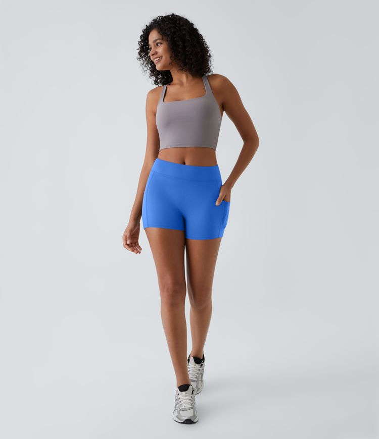 Softlyzero™ Airy High Waisted Side Pocket Plain Cool Touch Yoga Shorts 3.5"-UPF50+