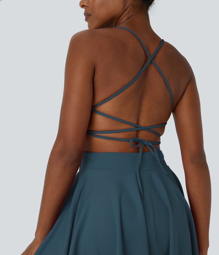 2-in-1 Schnürsenkel-Taschen Mini Slip Casual Kleid 2-in-1 Schnürsenkel-Taschen Mini Slip Casual Kleid