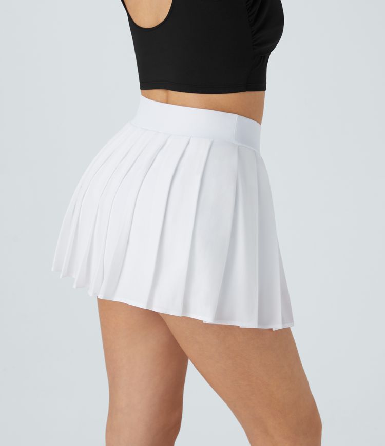 Breezeful™ High Waisted Pleated 2-in-1 Pocket Adjustable Buckle Micro Mini Quick Dry Casual Skirt