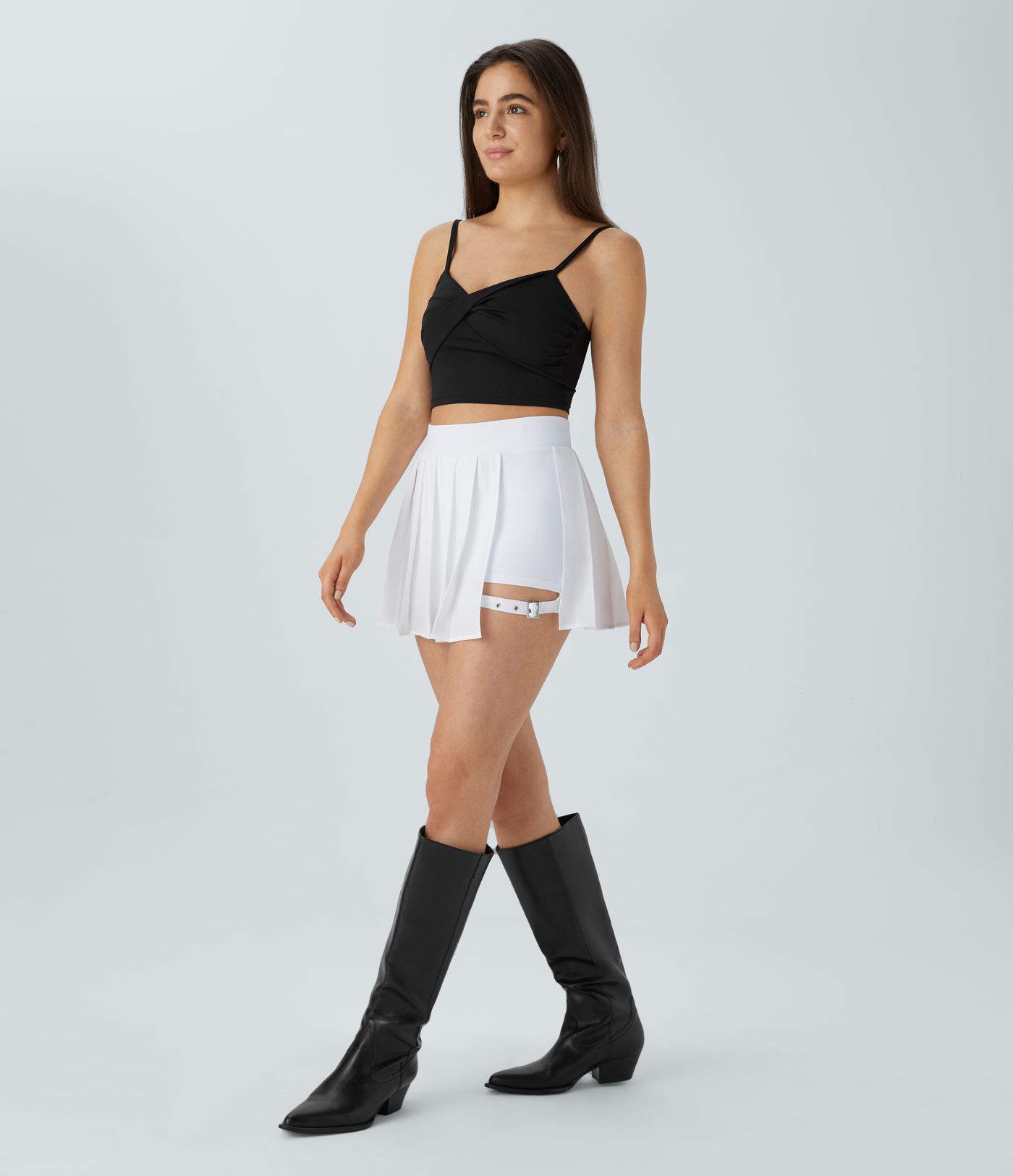 Breezeful™ High Waisted Pleated 2-in-1 Pocket Adjustable Buckle Micro Mini Quick Dry Casual Skirt