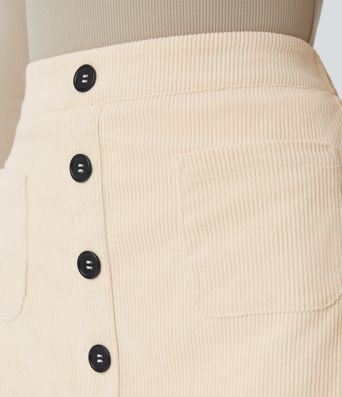 Lässiger 2-in-1 Mini-Hosenrock aus Cord mit hohem Bund, Knopfleiste und Reißverschluss