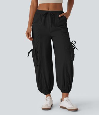Mid Low Rise Drawstring Pockets Casual Cargo Joggers