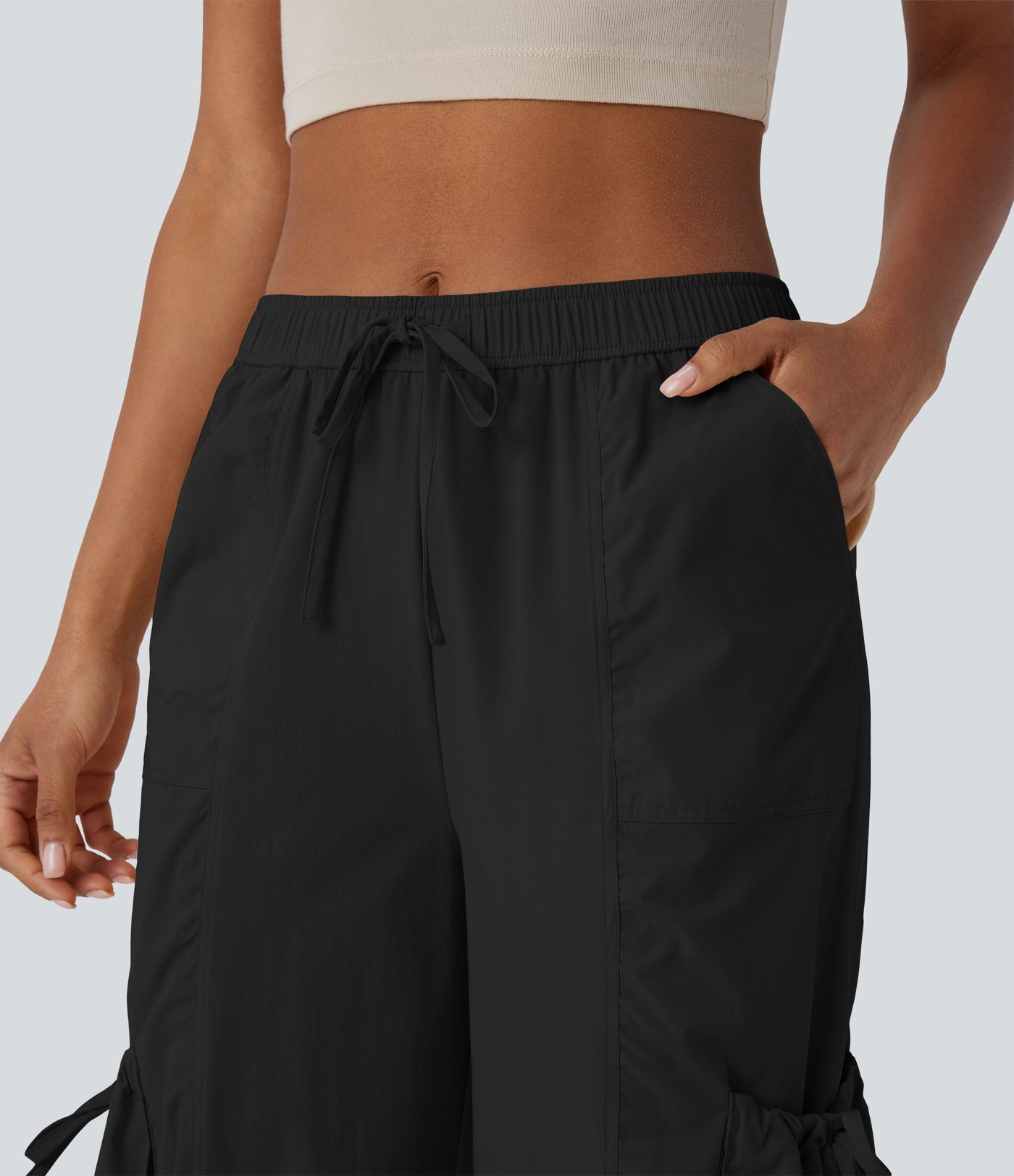 Mid Low Rise Drawstring Pockets Casual Cargo Joggers