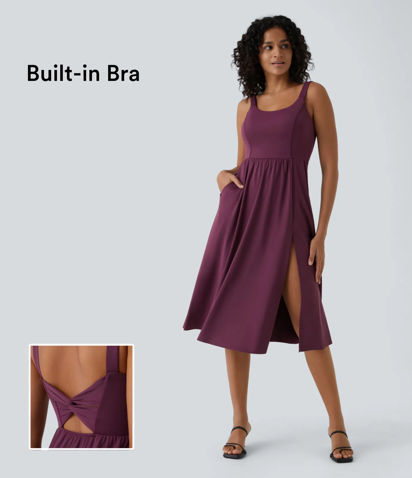 Vestido casual midi con relleno en copas D-F