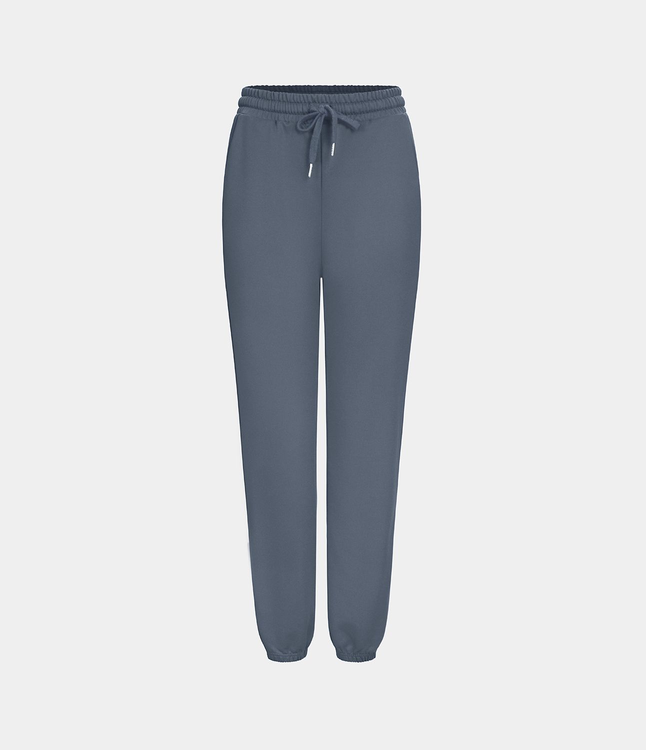 Cotton tracksuit bottoms with high waist and pockets