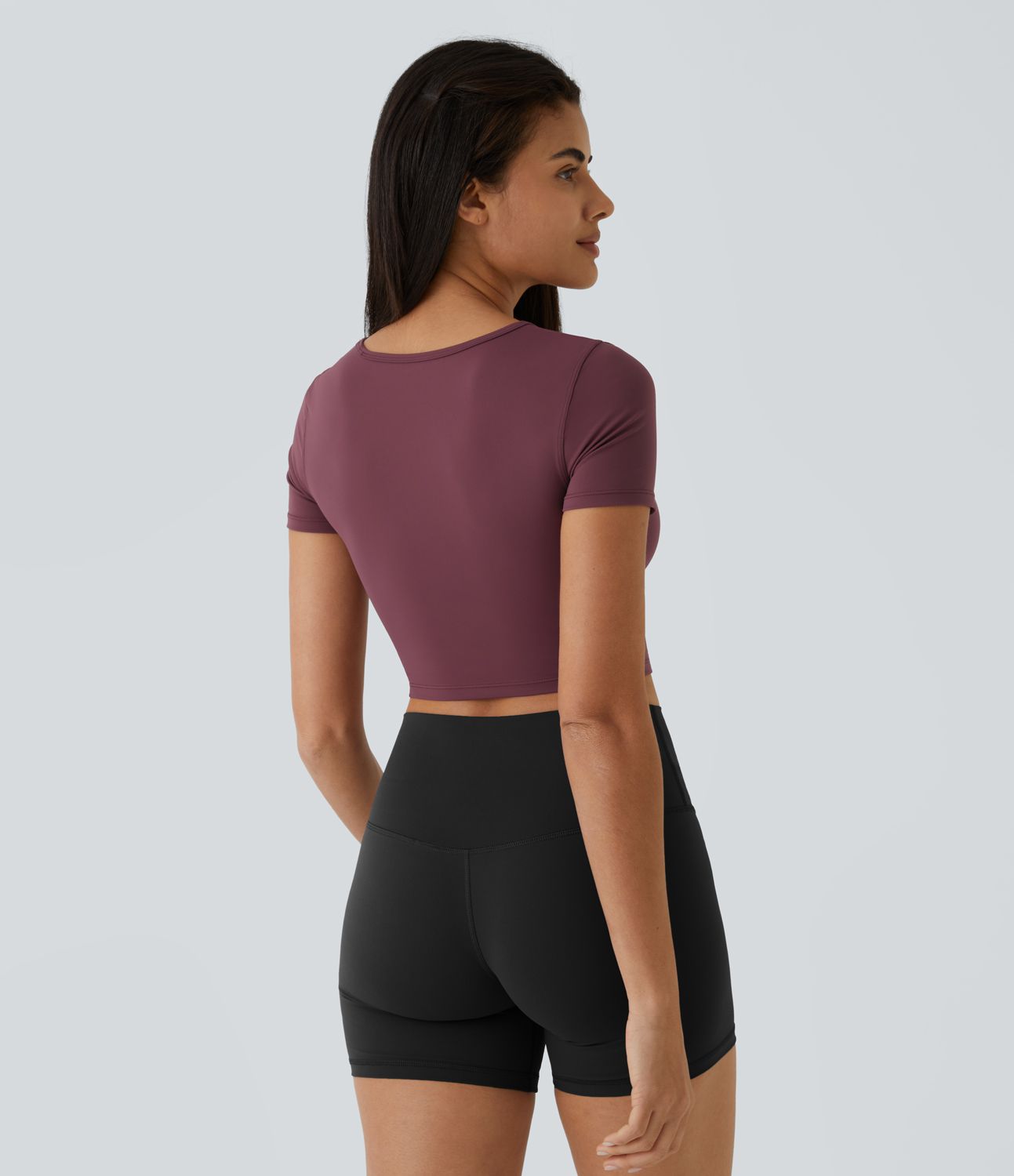 Softlyzero™ Plush Round Neck Cutout Short Sleeve Cropped Ballet Dance Sports Top