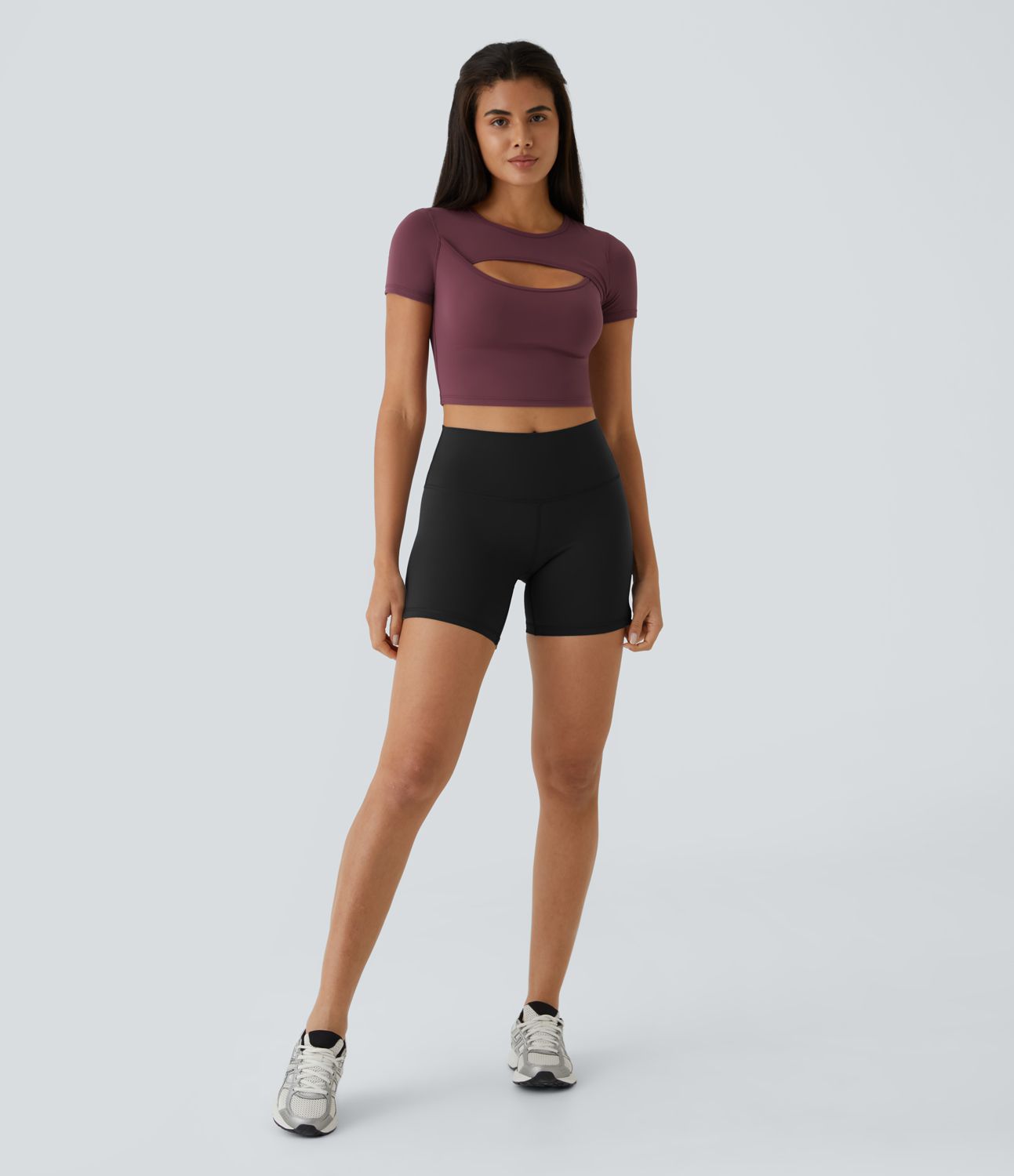 Softlyzero™ Plush Round Neck Cutout Short Sleeve Cropped Ballet Dance Sports Top