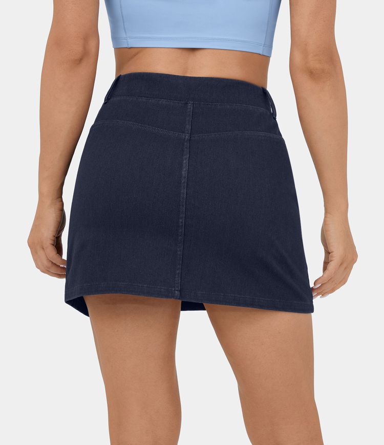 Falda Halara Flex™ Denim mezclilla elástica mini línea A tiro alto