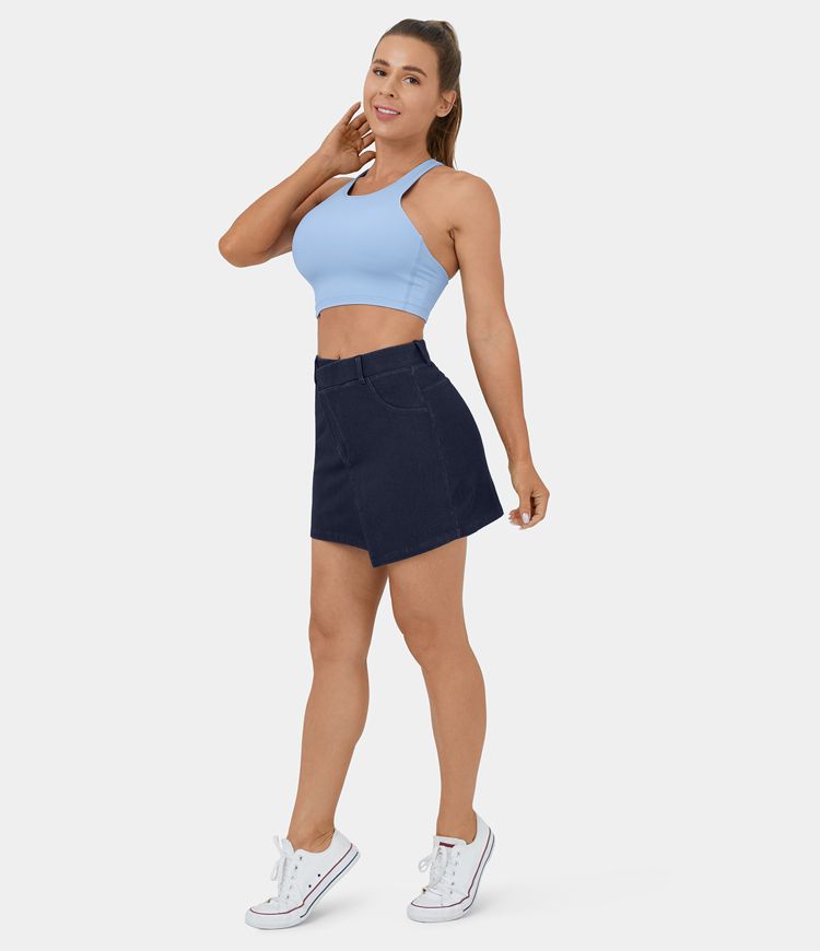 Falda Halara Flex™ Denim mezclilla elástica mini línea A tiro alto