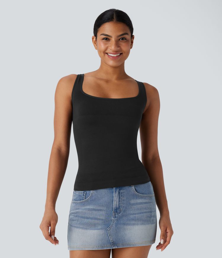 Débardeur Sculptant à Encolure Carrée Sans Couture