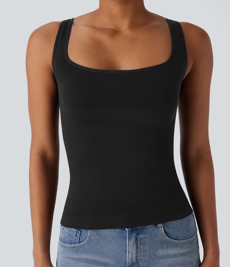 Débardeur Sculptant à Encolure Carrée Sans Couture