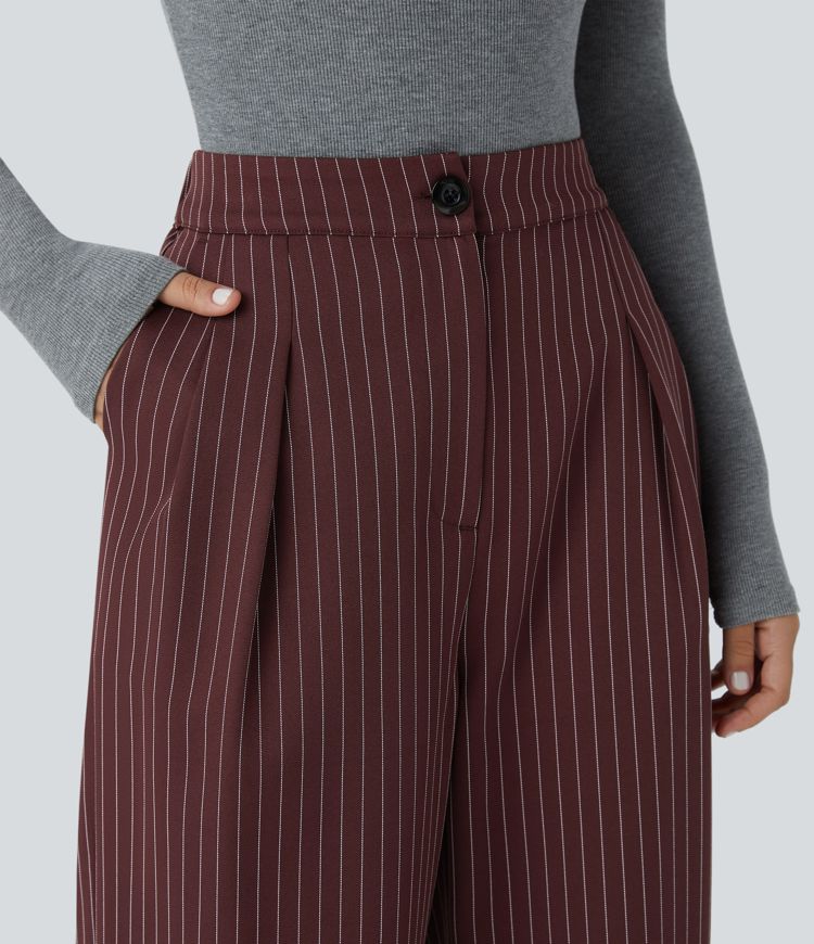 Høyt liv Glidelås lomme Vide ben Stripete Arbeidsbukser