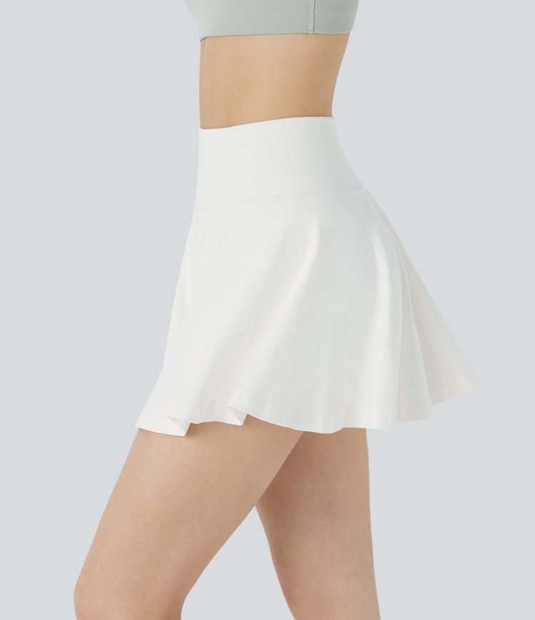 Seamless Flow Highwaist 2-in-1 Side Pocket Flare Mini Yoga Skirt