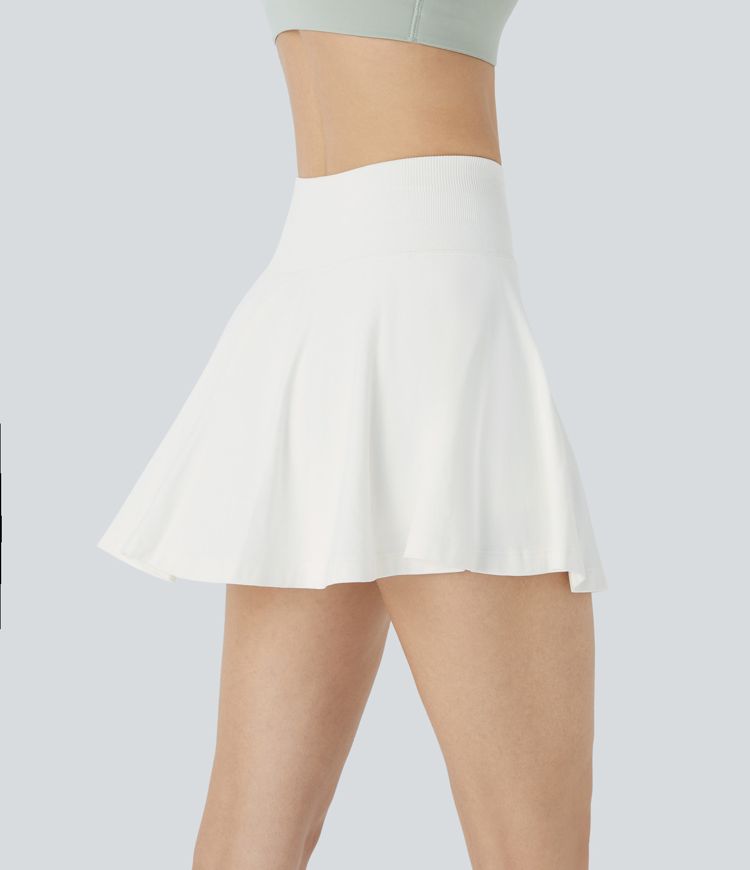 Seamless Flow Highwaist 2-in-1 Side Pocket Flare Mini Yoga Skirt