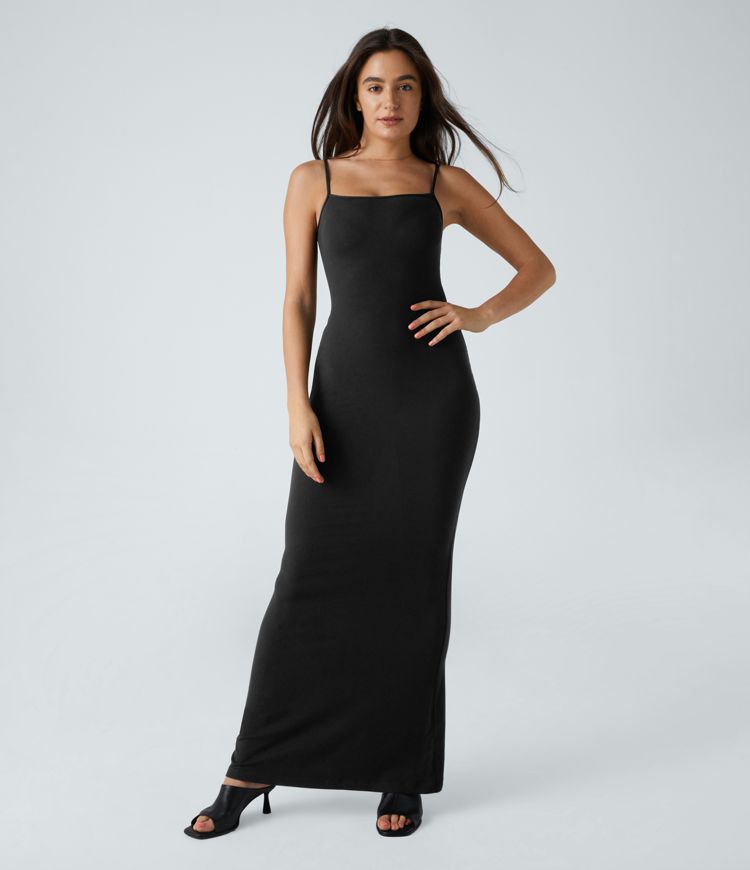 Joyshaper Women's Bodycon Slip Dress - Spaghetti Strap Long Dress For Summer, Casual & Party