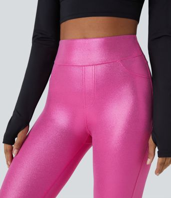 SoftlyZero™ Faux Leather High Waisted Pocket Work Leggings