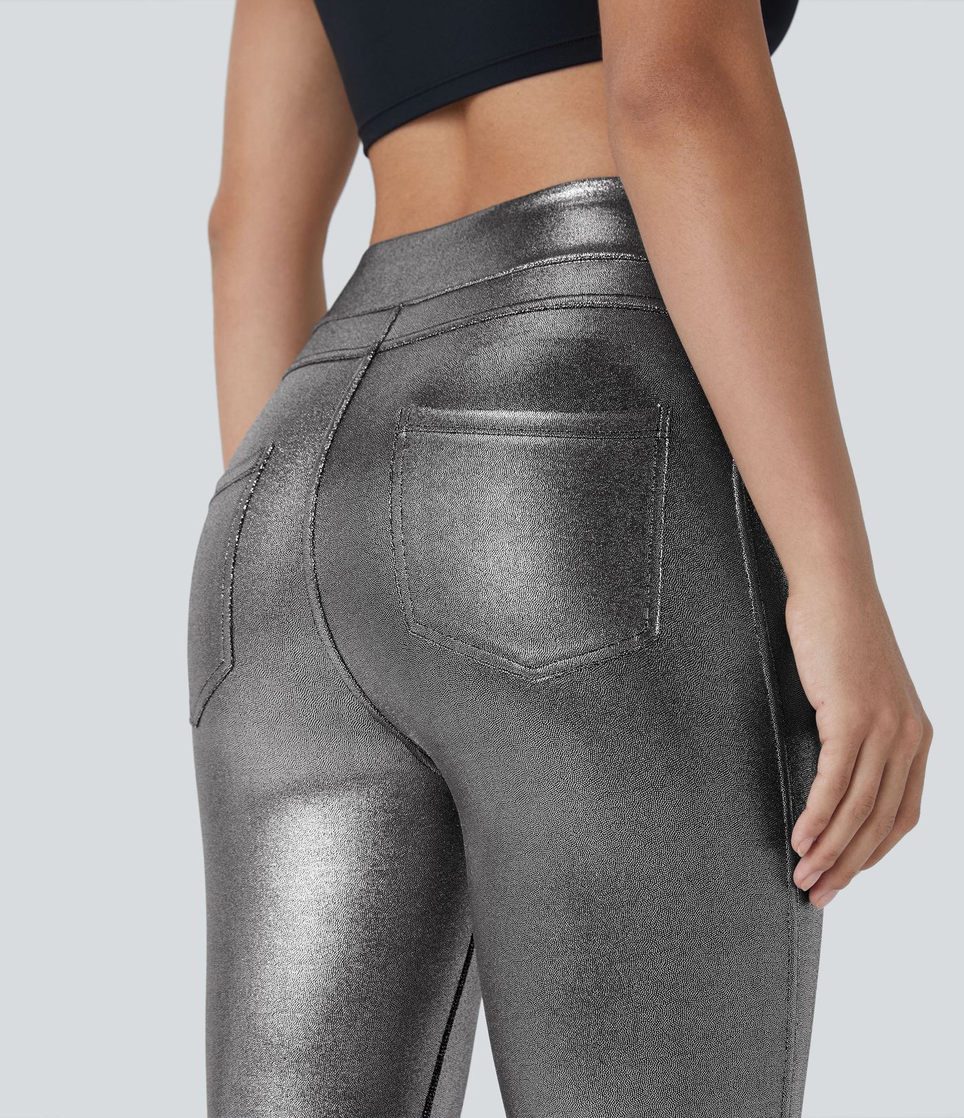 Softlyzero™ Legging Travail Taille Haute Tissu Enduit Poche Latérale Arrière